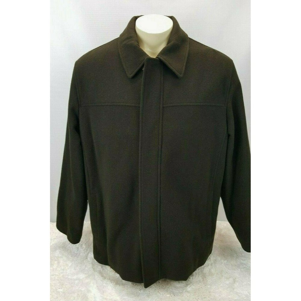 Alfani Wool Pea Coat Style Heavy Winter Jacket Men Size Large Brown